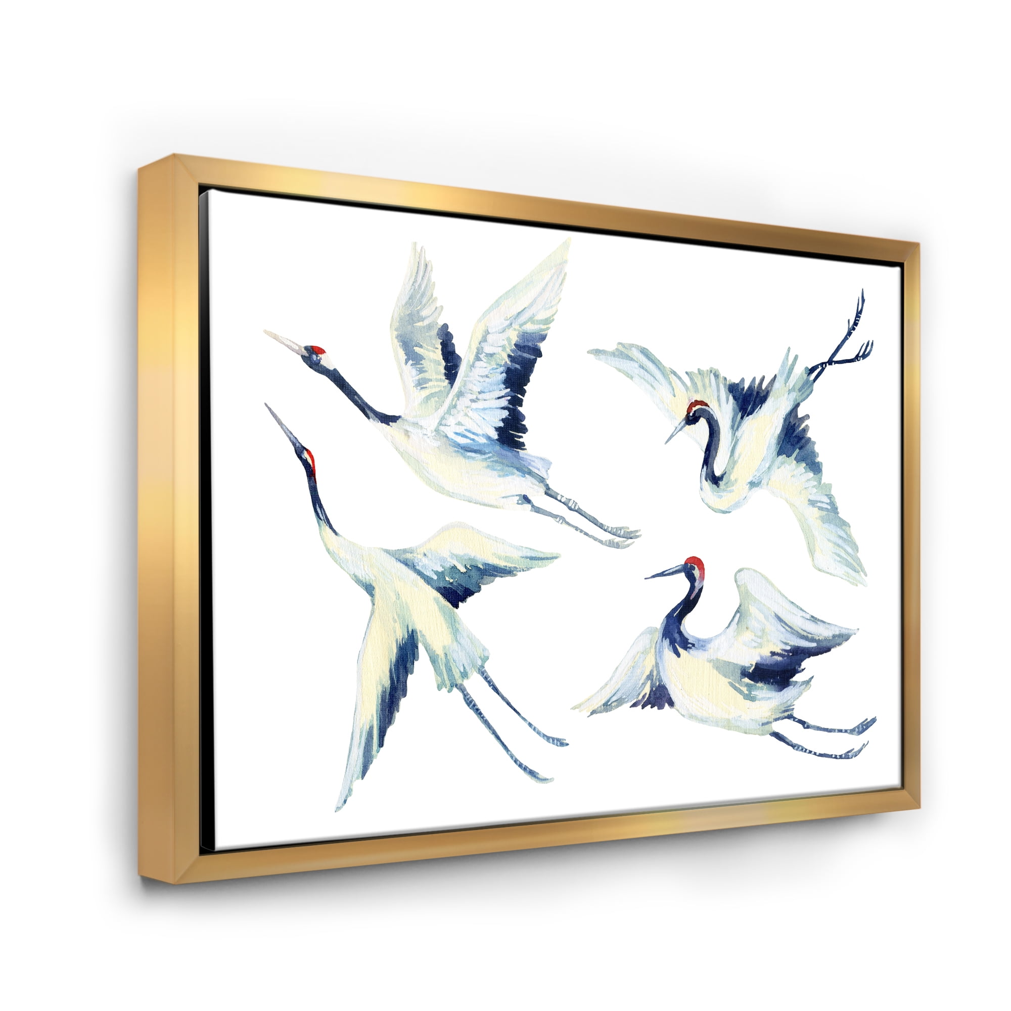 Designart 'Asian Crane Bird Impression II' Traditional Framed Canvas Wall Art Print