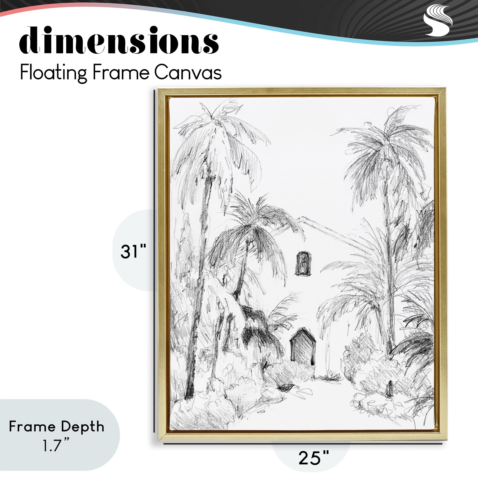 Stupell Industries Island Church Sketch Gold Framed Floater Canvas Wall Art, design by Lanie Loreth