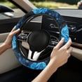 thumbnail image 2 of Uorisanigo Rose Car Steering Wheel Protector Blue Steering Wheel Cover for Women Flannel Car Steering Wheel Cover with Elastic Edge Soft 15 Inch Car Wheel Cover Novelty Car Decor Gift for Wife, 2 of 8