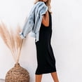 thumbnail image 4 of Pompotops Femme Col Rond à Manches Courtes Slim-Fit Fendue Robe de Bas de Poche, 4 of 9