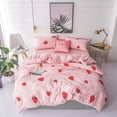 thumbnail image 4 of Juego de cama de poliéster con estampado de fresas, funda de almohada, funda nórdica de sábana plana (para cama de 1,5 m), 4 of 8