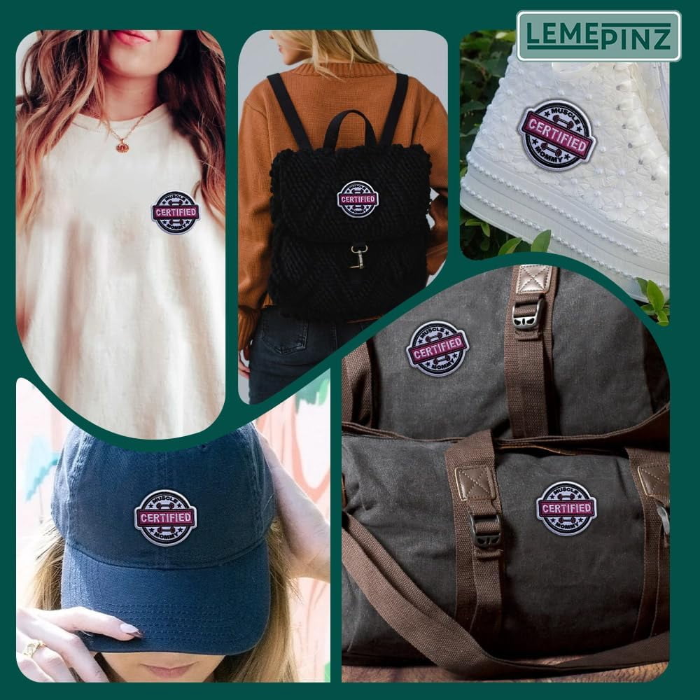 Certified Muscle Mommy Patch, Size 3" Iron Patch or Sew On Patches for Backpacks Jeans Hats Clothes, Workout DIY Embroidered Patches, Applique Embroidery Sticker Patches, Gift for Gymers
