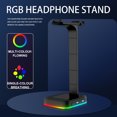 thumbnail image 3 of Moyic Soporte para auriculares Oficina RGB Auriculares para juegos Soporte de pantalla de carga de teléfono móvil de plástico Soporte para Cables de audio/vídeo, 3 of 8