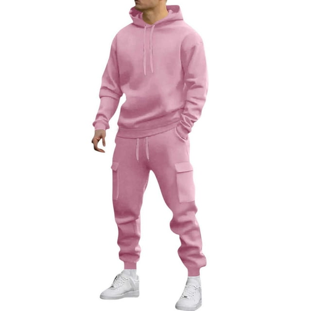 Ensemble de Survêtement pour Hommes à Manches Longues avec Chandail à Capuchon et Taille Élastique