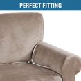 thumbnail image 3 of Fully wrapped elastic fabric sofa cover, solid velvet velvet one-piece design, new comfortable home experience (Taupe for three people), 3 of 5