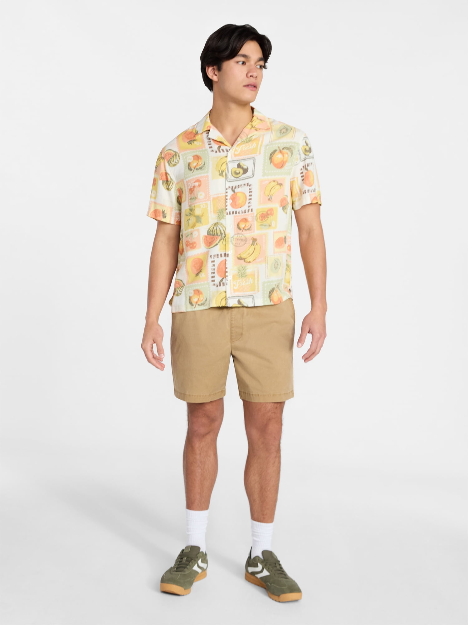 No Boundaries Rayon Shirt with Short Sleeves, Men's and Big & Tall XS-4XLT