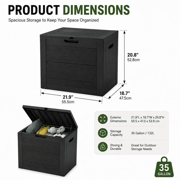 35 Gallon Large Outdoor Resin Storage Box