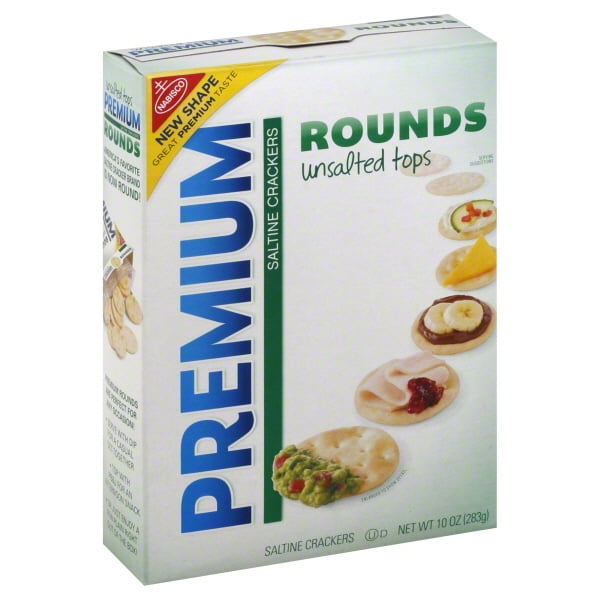 Premium Rounds Unsalted Tops Saltine Crackers, 10 Oz.