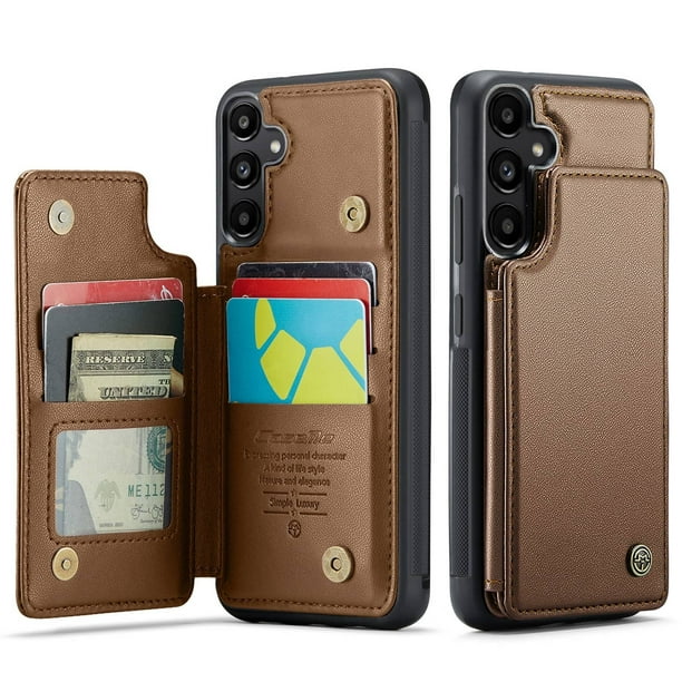 Funda para Samsung Galaxy A55 con tarjetero, funda tipo cartera para hombre y mujer con bloqueo RFID, funda de piel resistente con cierre magnético y función atril, a prueba de golpes