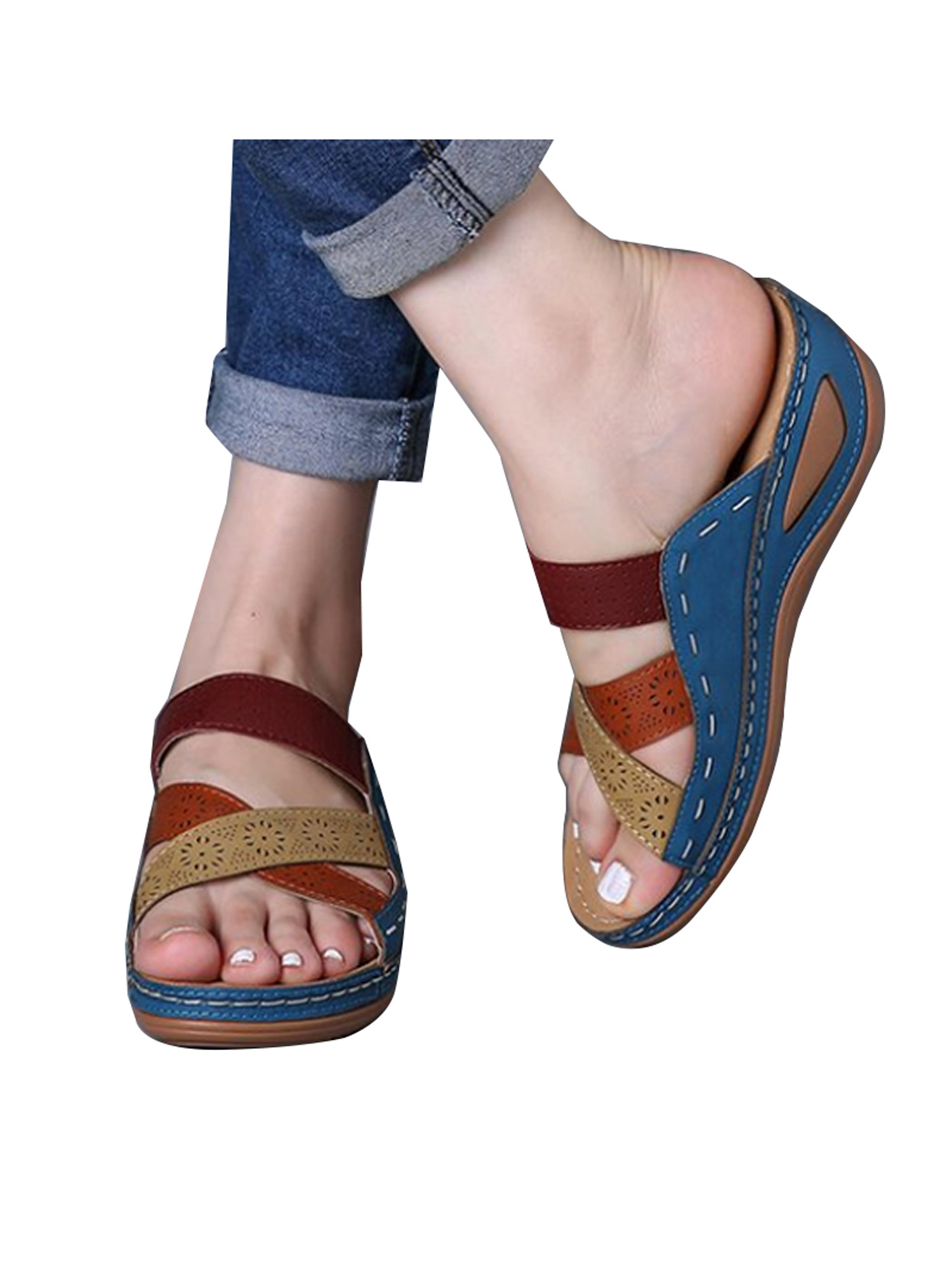 Online Exclusive Greatonu Womens Slides Sandals Adjustable Comfort Open Toe Indoor Outdoor Cork