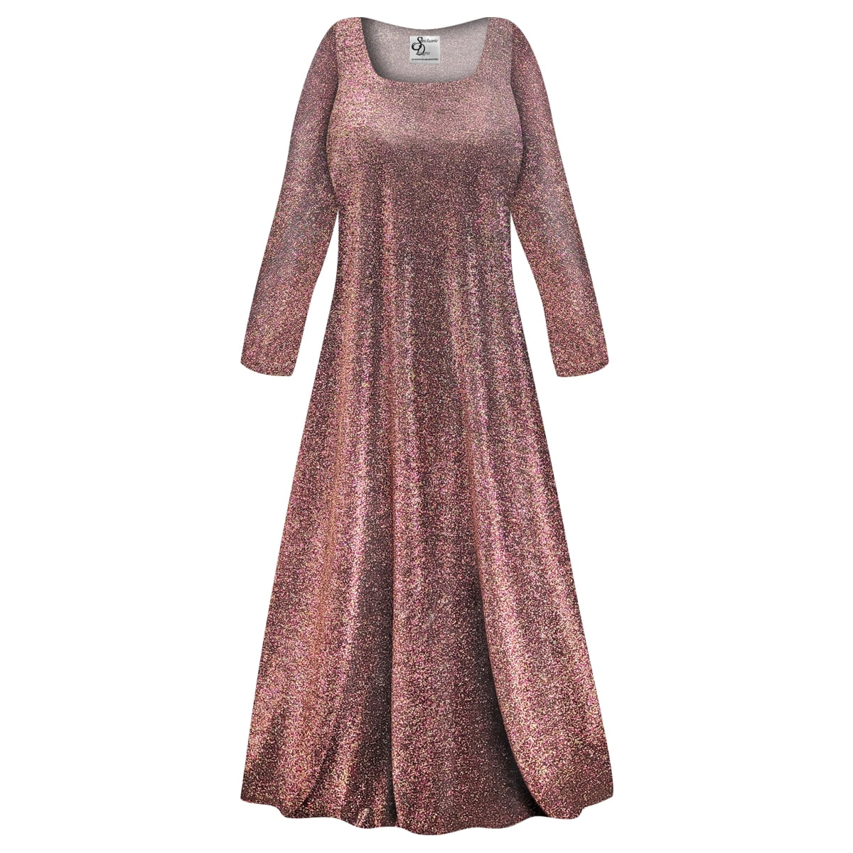 Square Neckline Floor-length Dress With Belt Steel Grey Plus Size