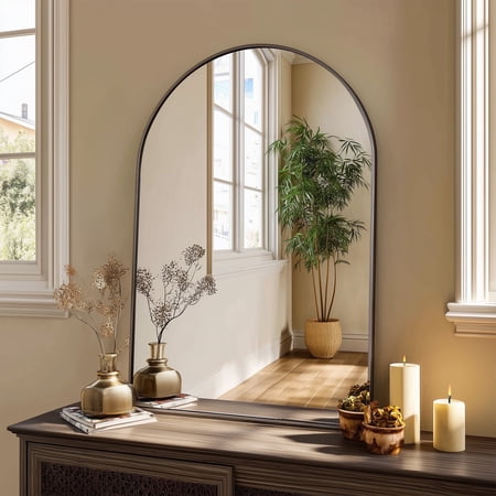Condition photo showing New/Like New for concetta 24 x36  bathroom mirror  decor arched wall mirror  bedroom vanity mirror with metal frame  black