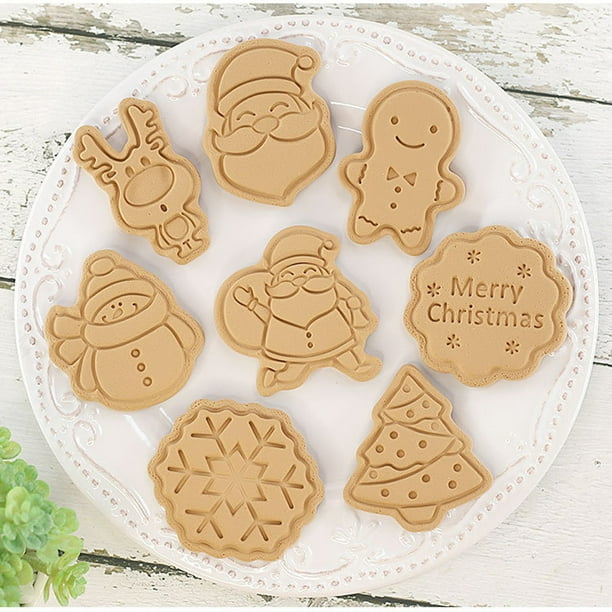 Christmas Themed Cutters 3d Biscuits Baking Mould 8 Pcs/Set Christmas  Themed Cutters Christmas Tree DIY 3D Biscuits Baking Mould Decorating Tools  