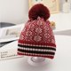 thumbnail image 5 of Gorro de lana para hombre y mujer, gorro de punto con diseño de patchwork y mezcla de lana, gorro cálido con diseño geométrico de diamantes, 5 of 5