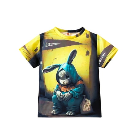 

GXFC Toddler Boys Girls T-Shirts Cartoon Rabbit Print Crew Neck Short Sleeve Shirts Kids Summer Casual Fashion Tops 6-13T