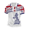 thumbnail image 5 of Men's Polo Shirts Men's Short Sleeve Classic Button Front Polo Shirt United Kingdom Graphic Everyday Wear Lightweight Breathable Casual Top White XXXXXL, 5 of 5