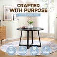 thumbnail image 3 of ROME + OAK Worton 45" Modern Farmhouse Round Dining Table, Wood Furniture, Black, 3 of 8