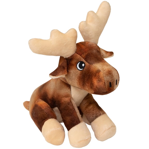 SnugArooz: Marty the Moose - Brown Plush Dog Toy, Squeaks & Crinkles, Pet Multi-Sensory Play, Recycled Material, 6 x 8" Soft & Cuddly Animal Companion