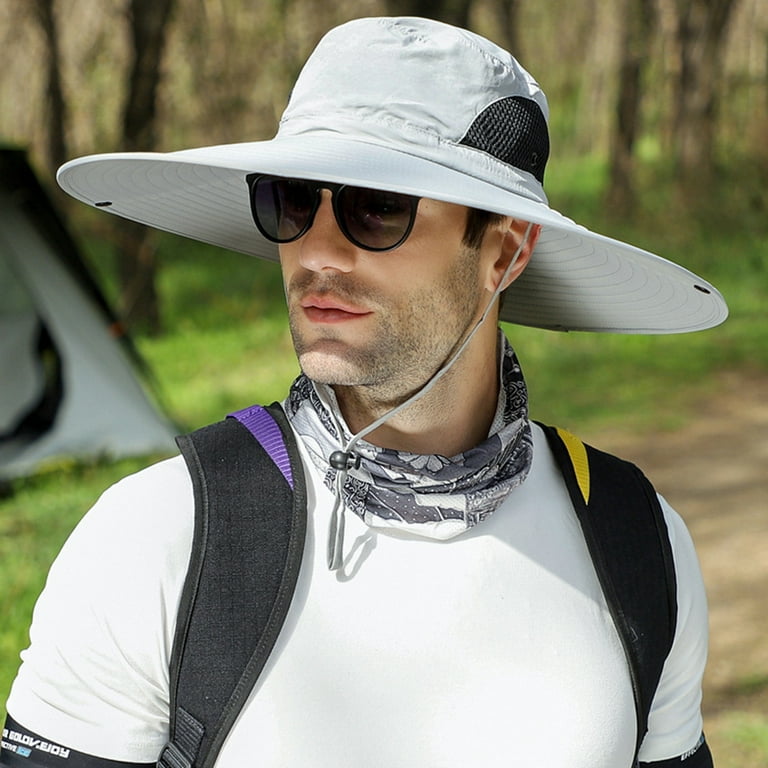 Super Wide Brim Sun Hat for Men Breathable Prevent Sunburn Mesh Bucket Hat  Waterproof Wide Edge Cap for Fishing, Camping, Hiking