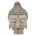 thumbnail image 1 of UTC12703 Resin Buddha Head with Rounded Ushnisha and Red Urna Matte Finish Cream, 1 of 1