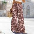 thumbnail image 2 of Women Summer Boho Pants High Waist Wide Leg Floral Printed Casual Loungewear Flowy Trousers with Pockets Sweatpants Lady Trousers Wine XL, 2 of 8