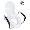 thumbnail image 5 of - Toilet Seat Riser with Handles 4 inch (Fits Round and Elongated up to 15"), Raised with Lid, Seniors, 5 of 9