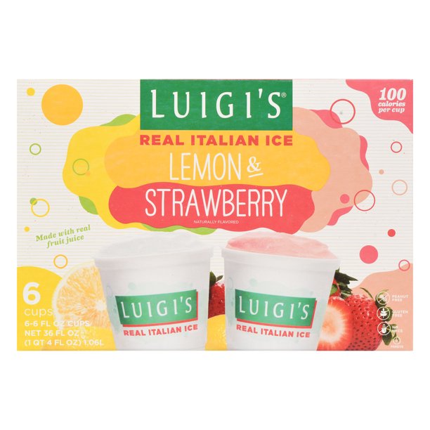 Luigi's Real Italian IceLemon/Strawberry Variety Pack, 6 fl oz, 6