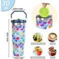 thumbnail image 3 of 30oz Mermaid Print Tumbler with Handle Flip Straw Mermaid Print Coffee Mug with Handle Leak Proof Insulated Tumbler Mermaid Birthday Gifts for Girls Women, 3 of 6
