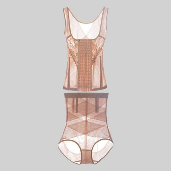 Aueoeo Body Shaper for Women Tummy Control, Womens Body Shaper Women Abdomen Shaping Clothes Shaping Pants Seamless Lace Hollow Two-Piece Suit