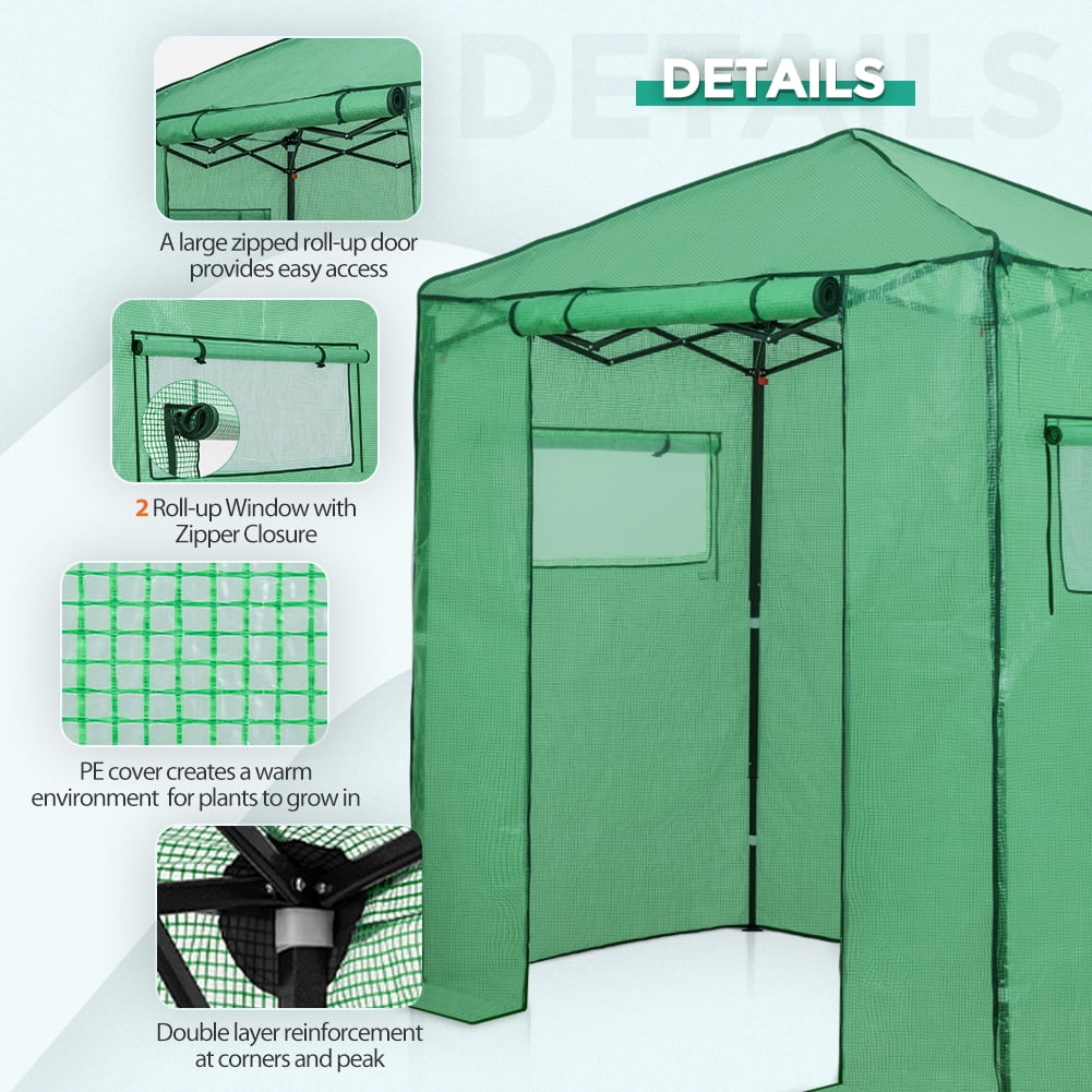 EAGLE PEAK 6x4 Portable Walk-in Greenhouse Instant Outdoor Gardening Green House Canopy,Green