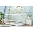 thumbnail image 4 of Twin Size House Floor Bed Frame,Wooden Montessori Floor Bed with Fence , White, 4 of 7