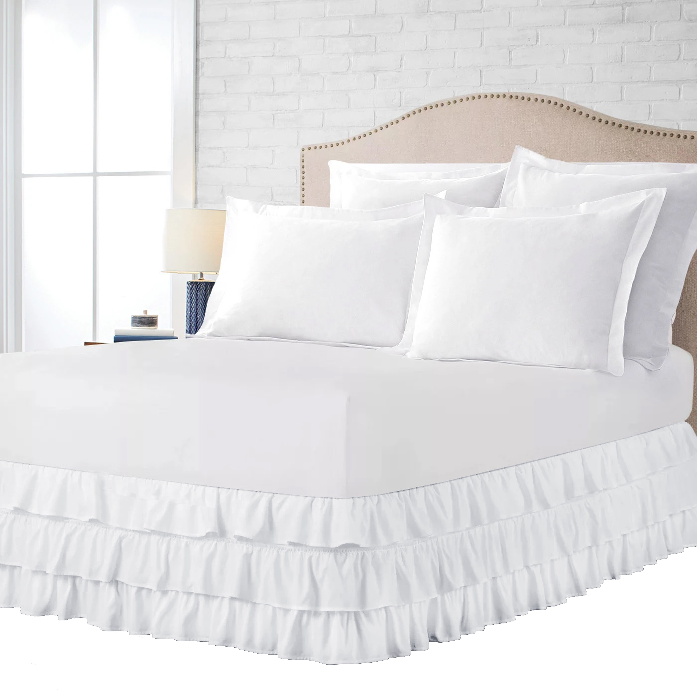 100% Egyptian Cotton 1 Pcs Multi Ruffled Bed Skirt 18 Inch ...