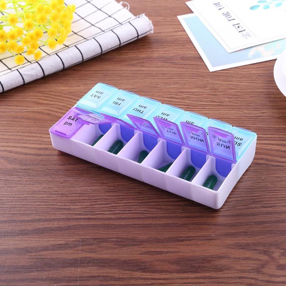 Dual Rows 14grid Seven Day Pills Box Medicine Case Storage Divider Dispenser Walmart Canada