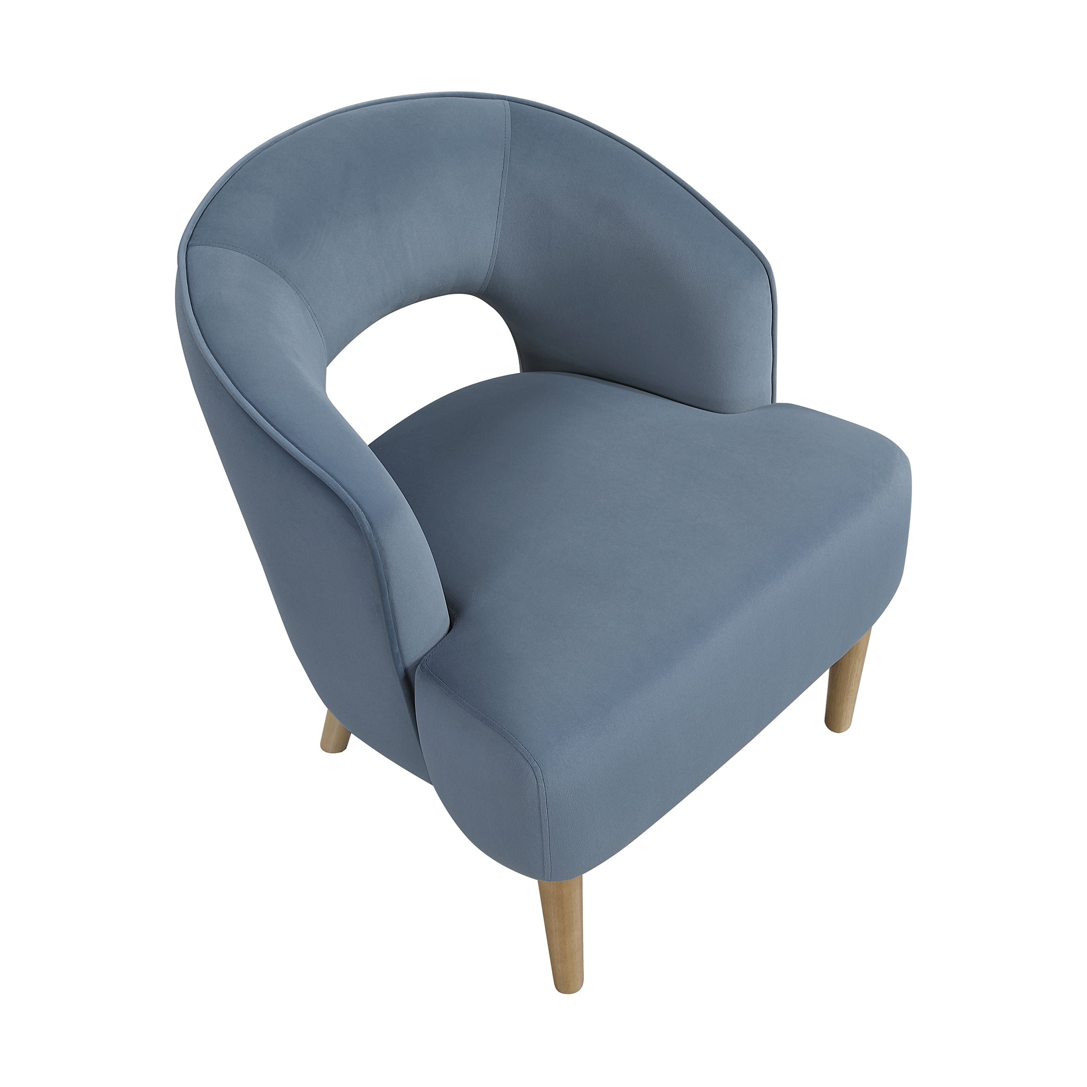 OakvillePark Mirawood Velvet Barrel Accent Chair, Blue