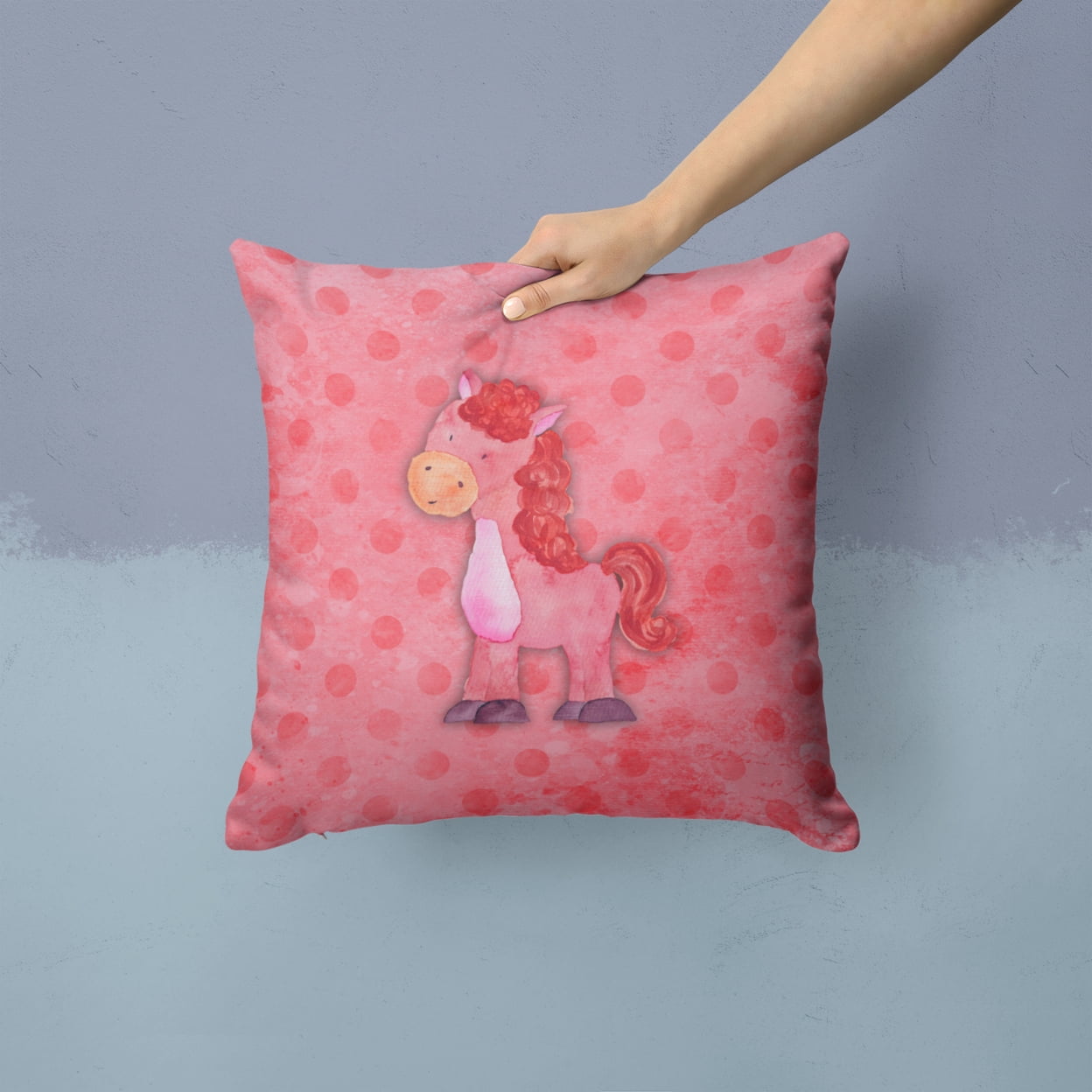 Polkadot Horse Watercolor Fabric Decorative Pillow
