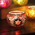thumbnail image 5 of Luxcidy Mosaic Glass Tea Light Holders Romantic Stained Votive Candle Holder, Round Handmade Tealight Candle Holder for Table Centerpieces, Christmas, Valentine, Birthday Party Decor(Green), 5 of 8