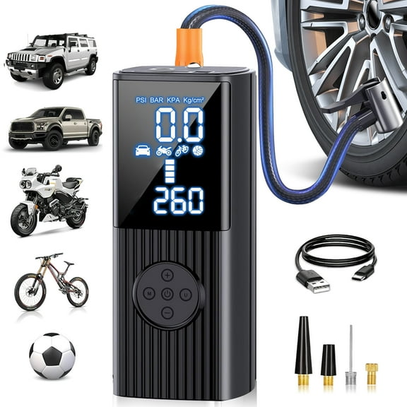 Electric Ball Pump with LCD Gauge,  22-Cylinder Air Compressor,  tier Inflator  with Needle for Basketball Car Tires, Bikes, Balls, Motorcycles Faster  Inflation