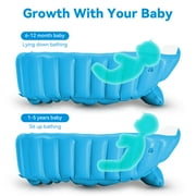 Inflatable Baby Bathtub, Portable Infant Toddler Bathing Tub, Non Slip Travel Bathtub Mini Air Swimming Pool, Foldable Shower Basin for Newborn, Blue