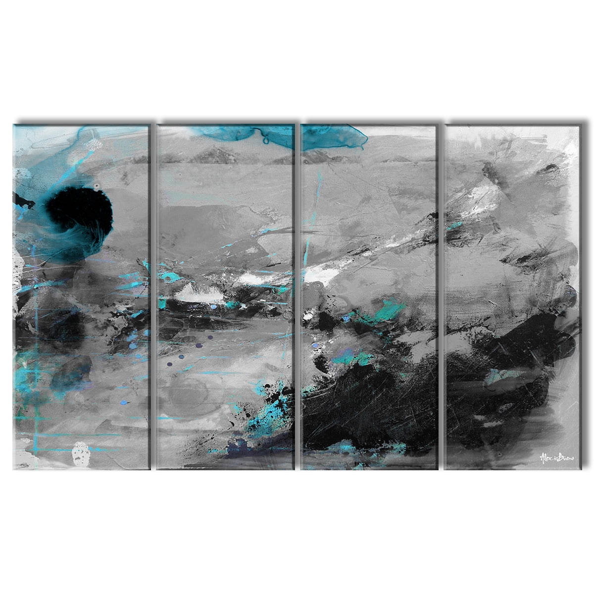 Extra Large Abstract Blue and Gray Canvas Art Set