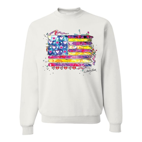 Wild Bobby, Colorful Neon Flag, Streetwear, Unisex Crewneck Graphic Sweatshirt, White, Large