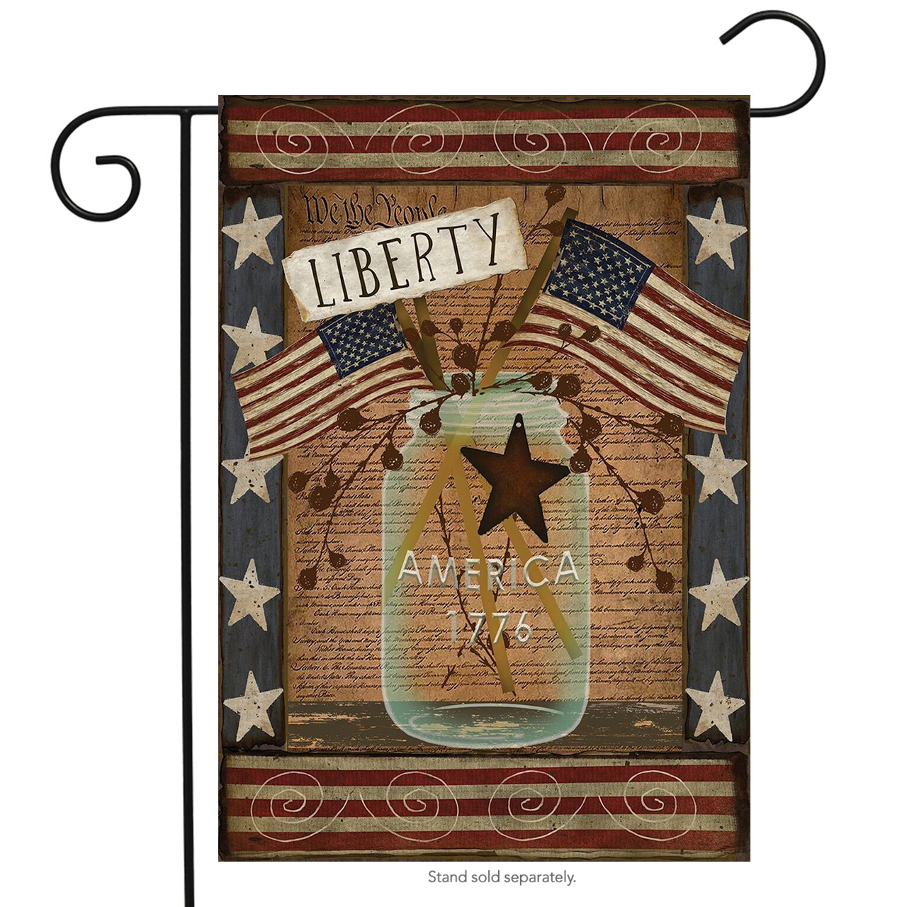 Liberty Primitive Patriotic Garden Flag Declaration of Independence 4th