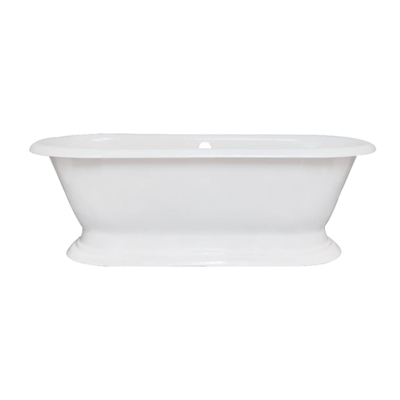 Aqua Eden VCTND723224 72-Inch Cast Iron Oval Double Ended Pedestal Tub (No Faucet Drillings) in White