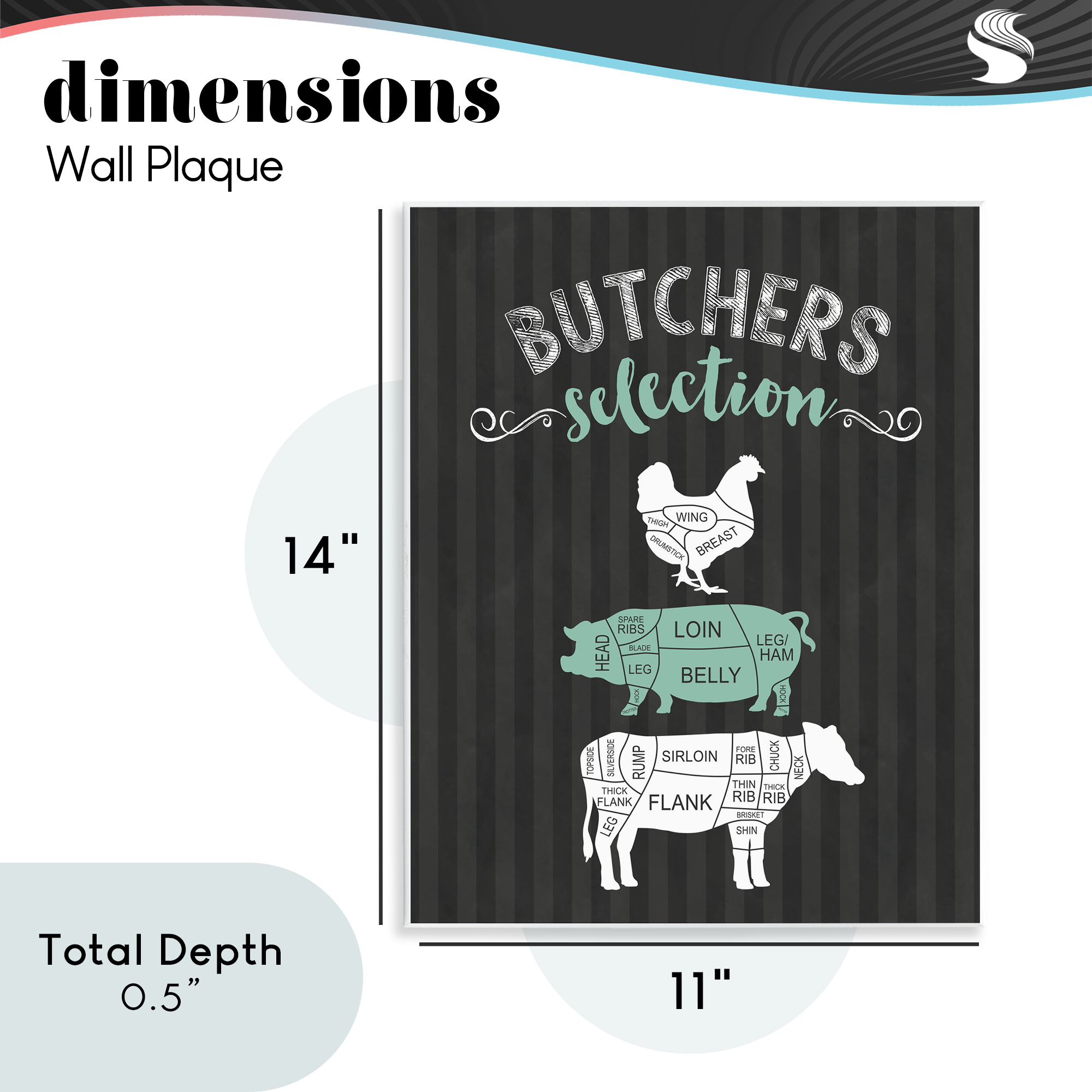 Butchers Selection Black & Green Wall Plaque Art, design by Lettered and Lined