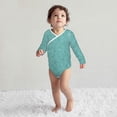 thumbnail image 4 of Xecao Teal Green Glitter Print Baby unisex-baby Cotton Long-sleeve Bodysuits-3 Months, 4 of 6