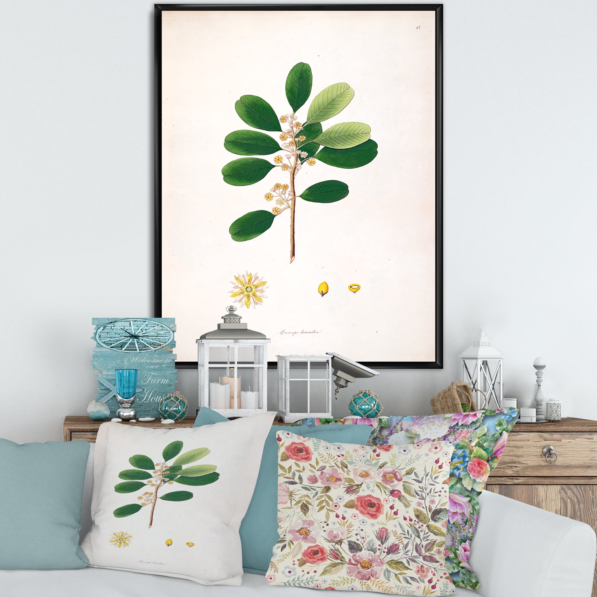 Designart 'Ancient London Plants IX' Farmhouse Framed Canvas Wall Art Print