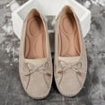 thumbnail image 6 of Pandaie Women's Orthopedic Leather Loafers Comfortable Casual Slip on Flats Shoes Rubber Sole Bow Walking Driving Dressy Moccasins Beige Size 9.5, 6 of 8