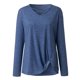 thumbnail image 5 of Puntoco Mujeres Moda Color Sólido Cuello Cruzado Manga Larga Tops Camiseta Blusa Puntoco Puntoco-783, 5 of 8