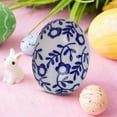 thumbnail image 2 of HuiXinOu Handmade Blue White Easter Egg Ceramic Ornament, Holiday Home Office Desk Decor, Christmas Spring Gift Idea, 2 of 3