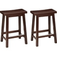 thumbnail image 1 of ZXNYH Solid Wood Saddle-Seat Kitchen Counter Barstool, 29-Inch Height, White - Set of 2, 1 of 8