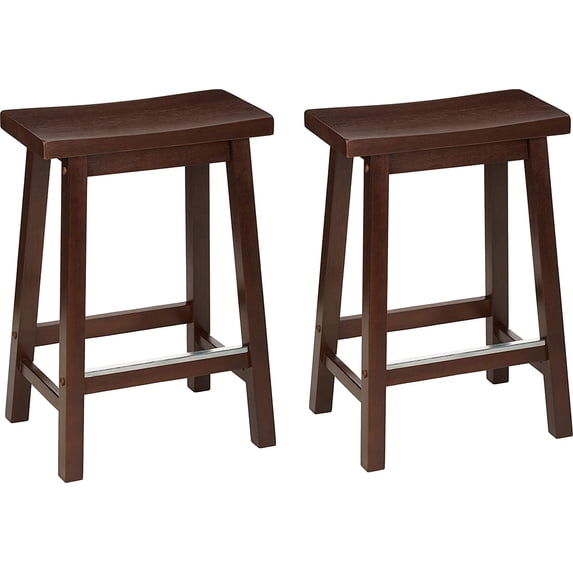 ZXNYH Solid Wood Saddle-Seat Kitchen Counter Barstool, 29-Inch Height, White - Set of 2